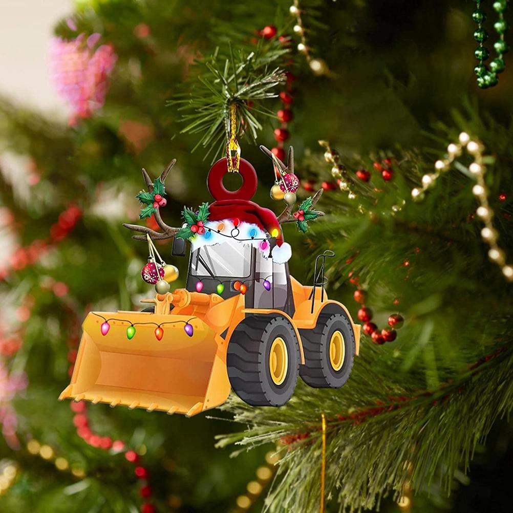 Christmas Tree Pendant Hanging Decoration Gift Personalized Fire Truck Vehicle Truck Boat Excavator Pendant