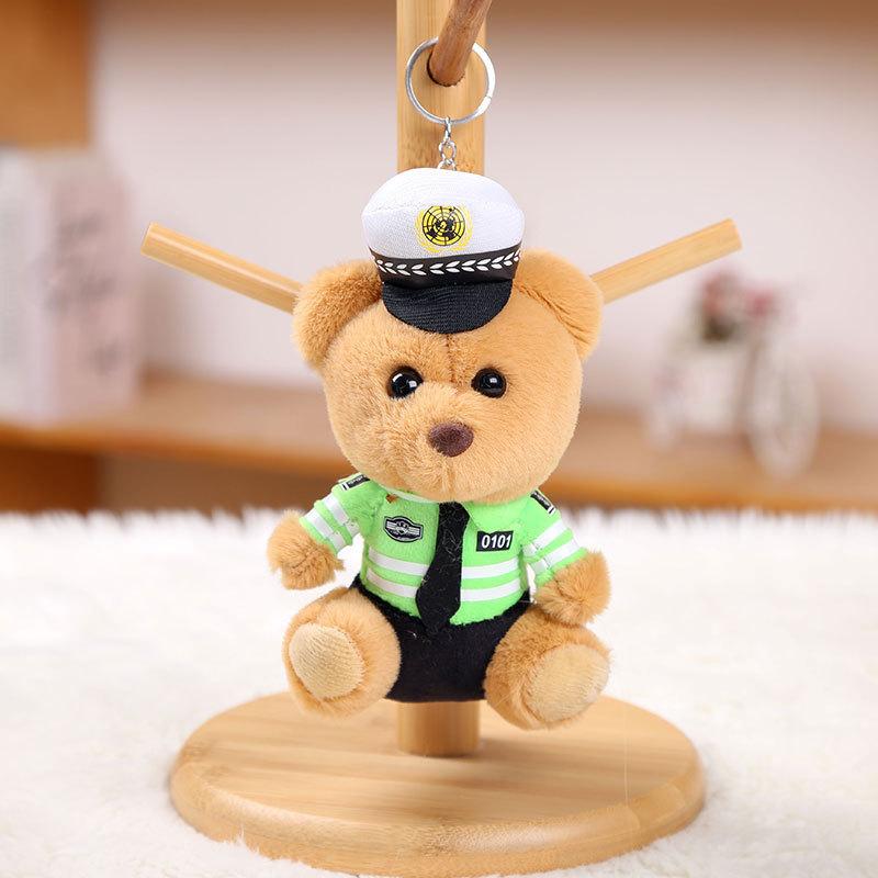 Verkehrspolizei Bär Anhänger Plüschtier Puppe Feuerwehr Polizei Tasche Schlüsselanhänger Puppe Niedlich