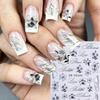 2Pcs Lily Letter Nail Stickers, Black and White Ink Painting Floral & Letter Self-Adhesive Nail Decals