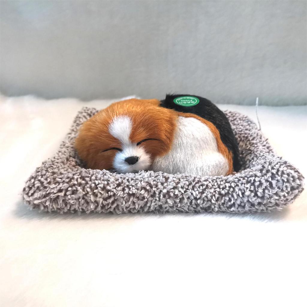 Plush Simulation Dog Toy Sleeping Dog Ornament with Sound Contains Bamboo Charcoal Bags To Purify the Air for Home Decor