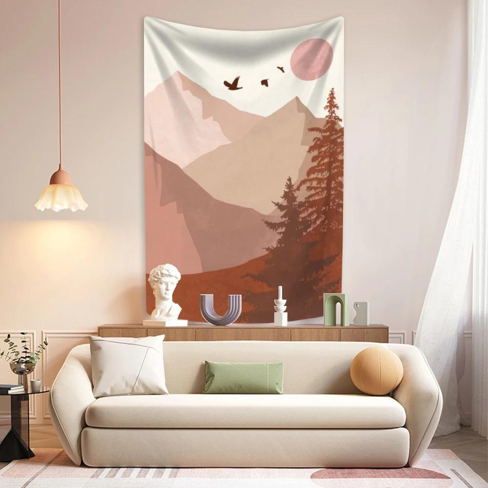 Simple Illustration Style Sunset Pattern Tapestry Bedroom Living Room Tapestry Home Wall Decoration Tapestry