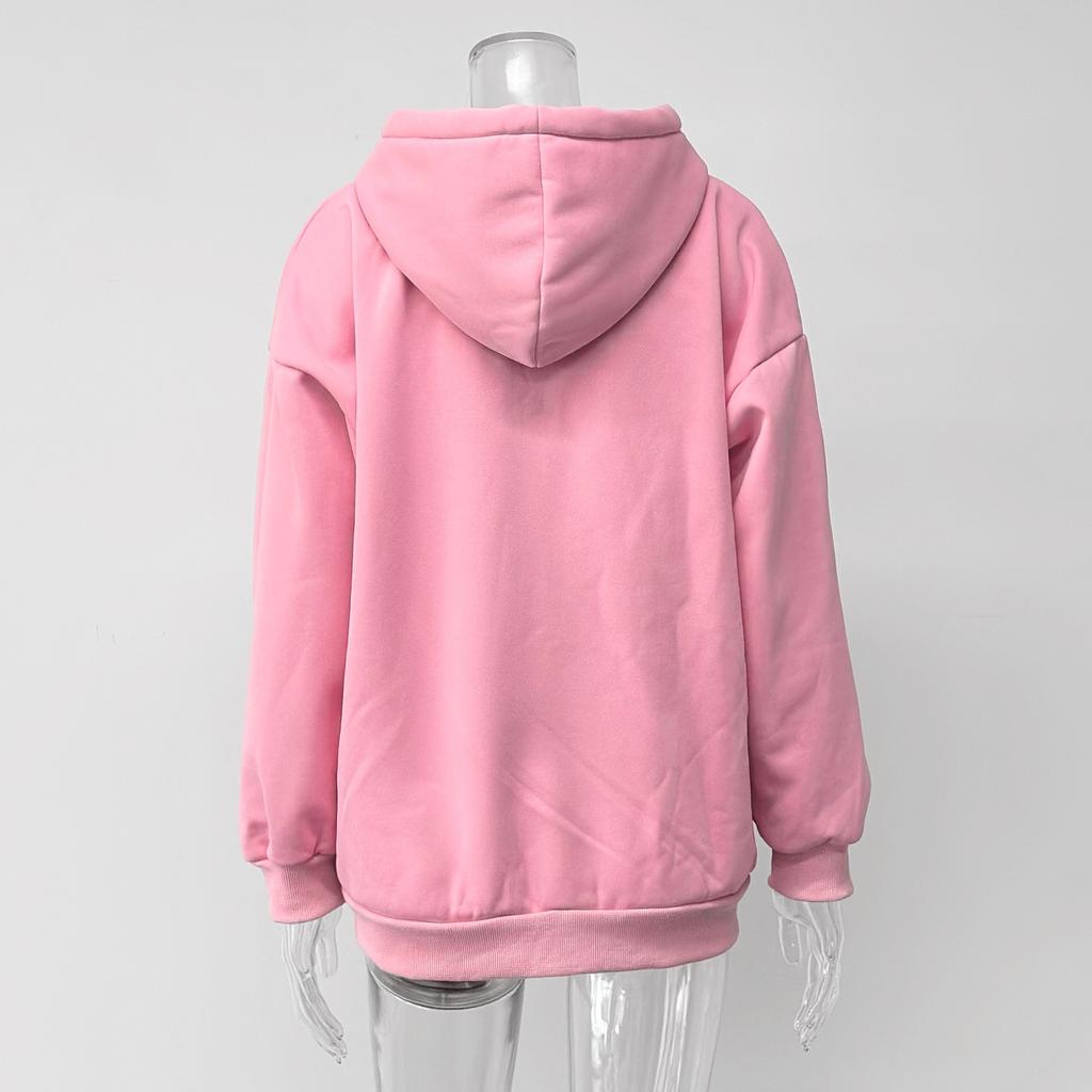 Autumn and Winter New Casual Hooded Long Sleeve Cardigan Sweatshirt Loose Zipper Sweatshirt Women's Clothing
