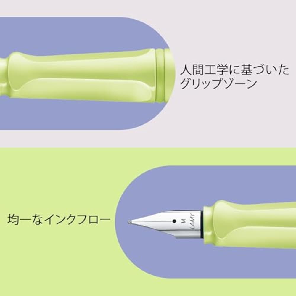 LAMY Safari Spring Green - Left Handed Steel Tip (LH) Medium Fountain Pen with Ergonomic Grip And...