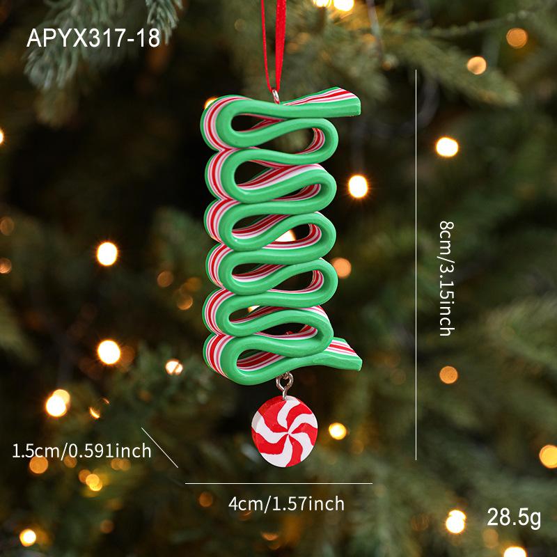 Drop Ornaments Realistic Christmas Pendant Lollipop Decoration Soft Ceramic Candy Cane Ornament For Christmas Tree Xmas Holiday