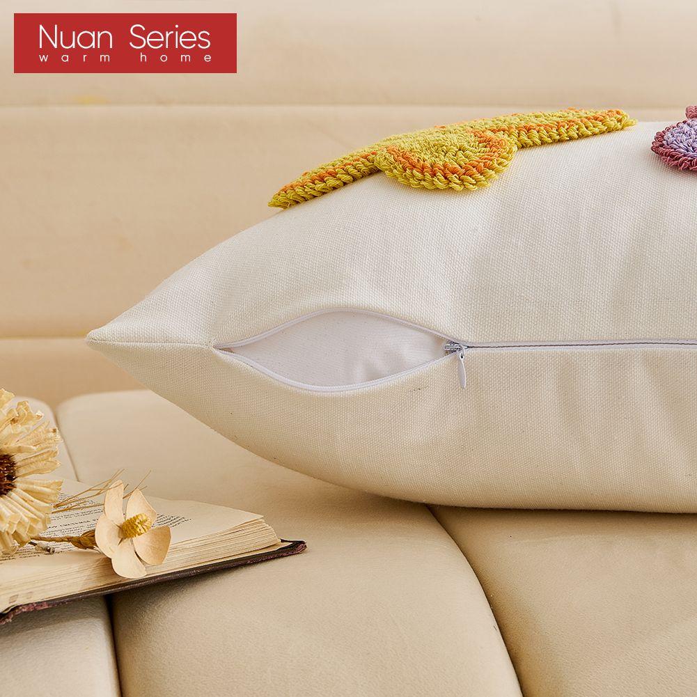 1PC Nuan Series Modern Cute Cartoon Design Plush Embroidered Pillowcase Children's Cushion Cover for Sofa Living Room Bedroom Home Decor