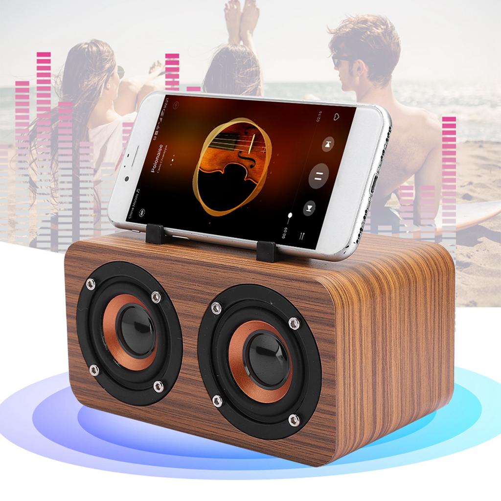 Retro Wooden Wireless   Speaker Portable Music Player for Mobile Phone PC