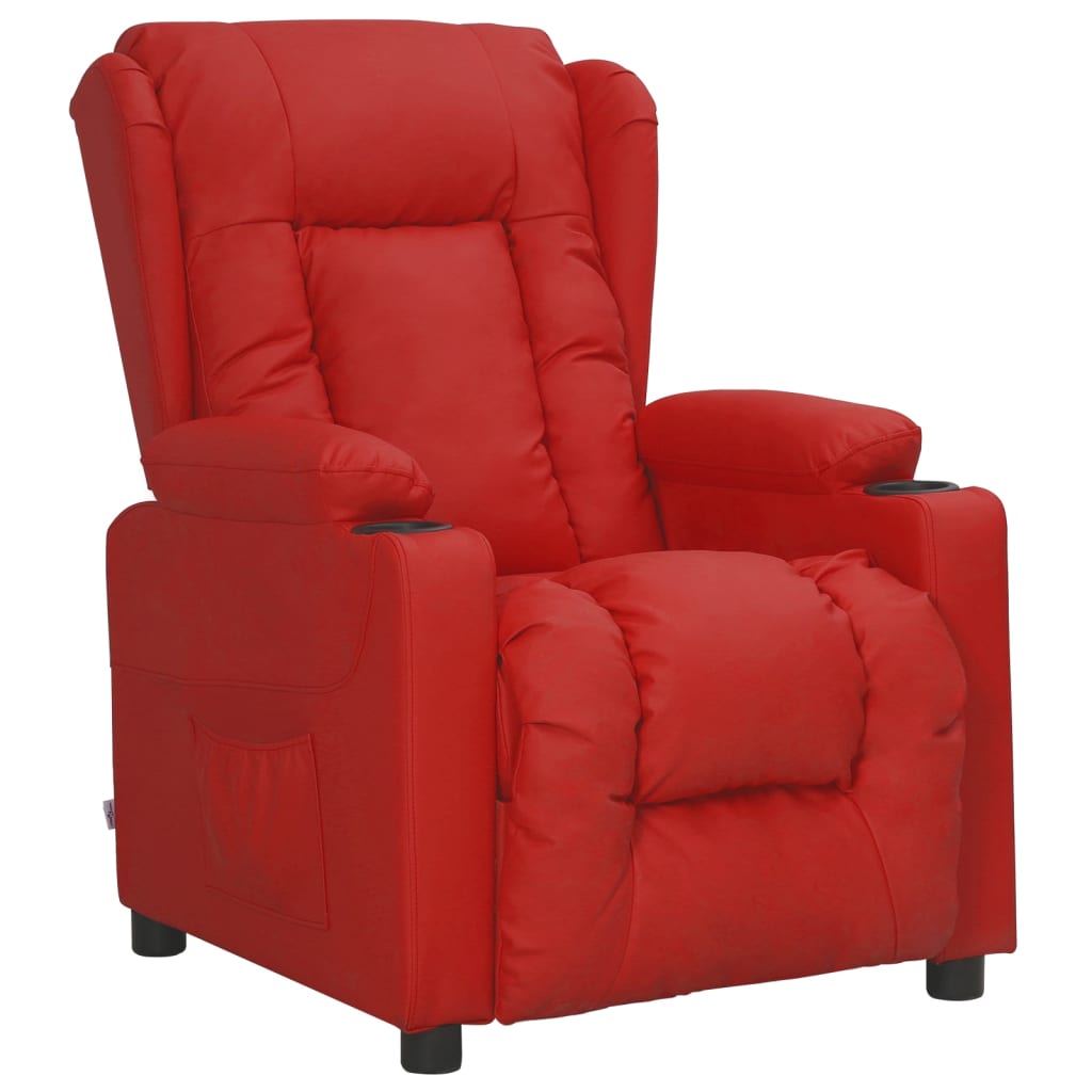 Recliner Chair Burgundy Synthetic Leather