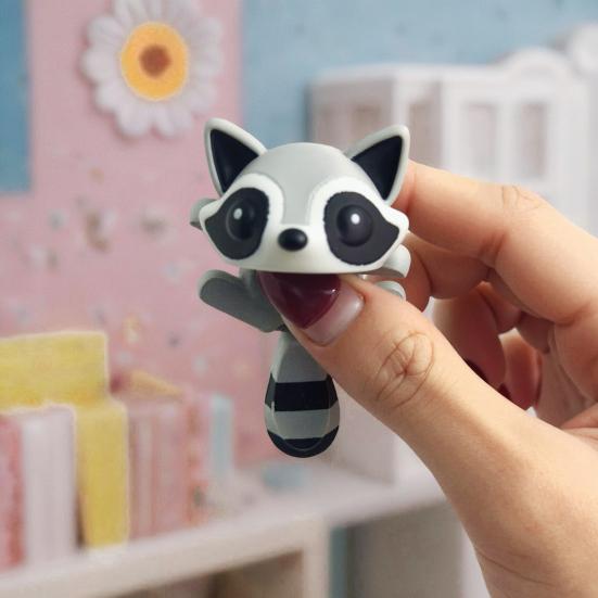 DYS 3D Printed Raccoon Figurine Decoration with Movable Joints, Cute Articulated Animal Desktop Ornament, Stress Relief Toy for Home Office
