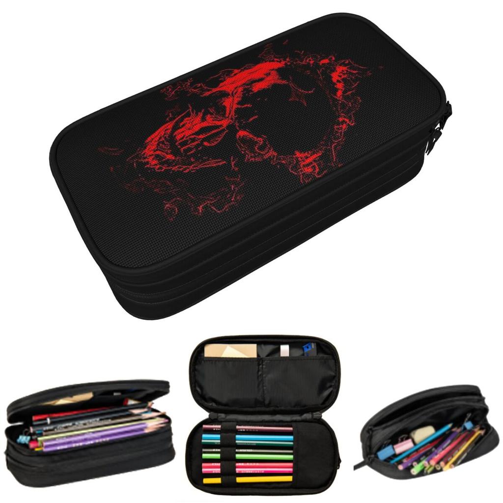 Skull Revolves Around Red Lightning Pencil Case for Students Gifts Pen Box Pencil Bag Stationery Supplies Pen Holder Bag