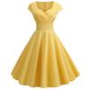 V-neck Short Sleeve Pleated Waist Tight High-Waist Gown Dress A-Line Skater Large Hem Midi Princess Dress Female Clothing
