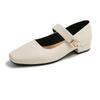Scarpe Mary Jane bianche francesi con gonna testa quadrata tacco medio tacco spesso scarpe singole da donna bocca bassa cintura con fibbia a una parola scarpe da donna