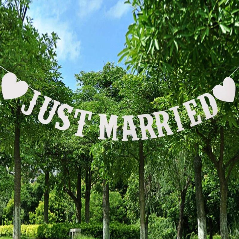 2pcs Just Married Wedding Banners And Decorations for The Wedding Party 2pcs белый