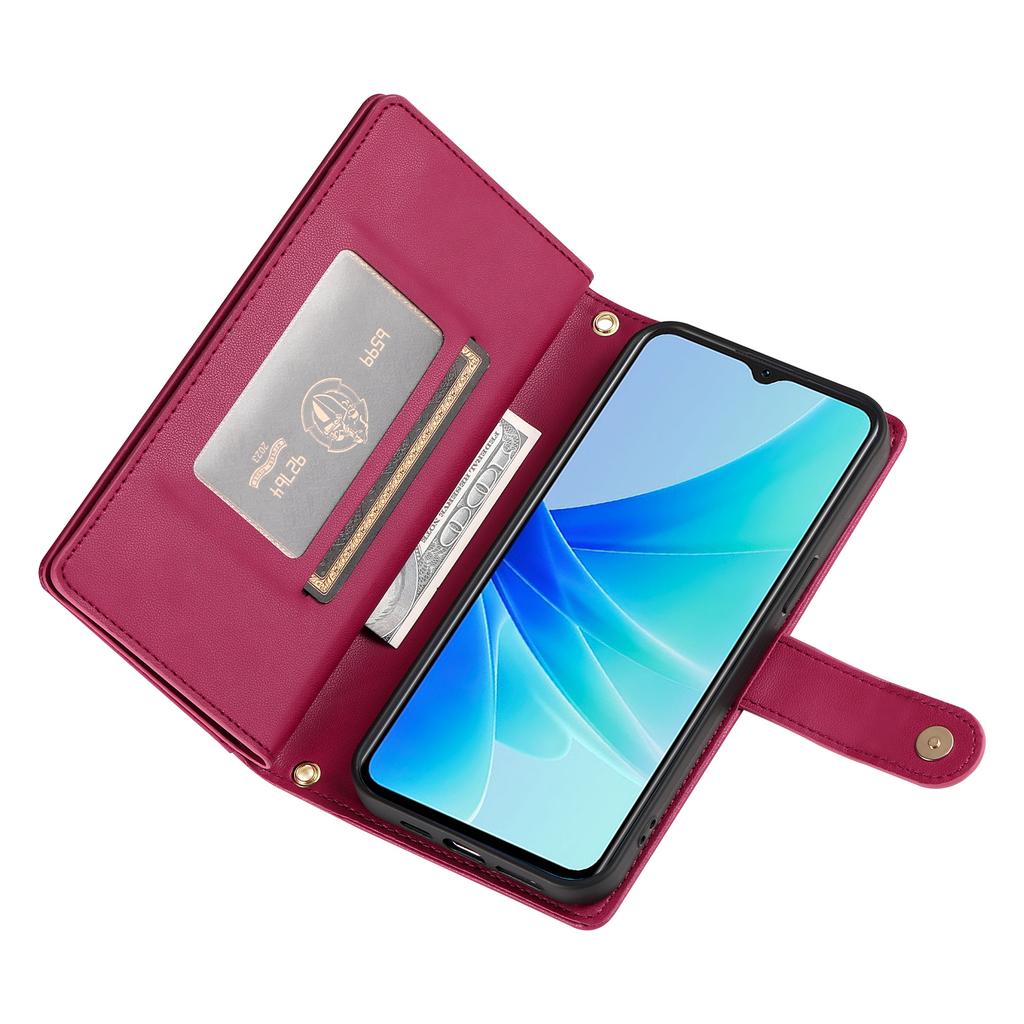 For Oppo A5x 5G/4G Case Zipper Pocket Wallet Leather Phone Cover with Straps