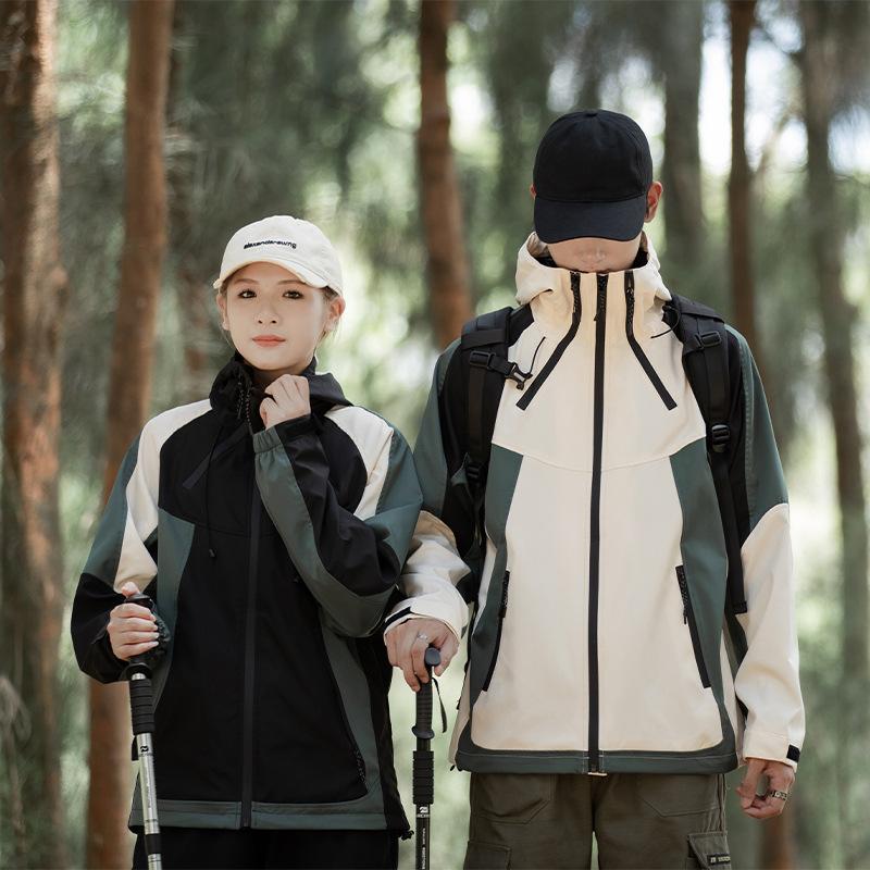 Windschutz Wasserdichte Lose Jacken Herbst Neue Kontrast Farbe Jacke Im Freien Camping Hoodie Mode Herren Kleidung Top