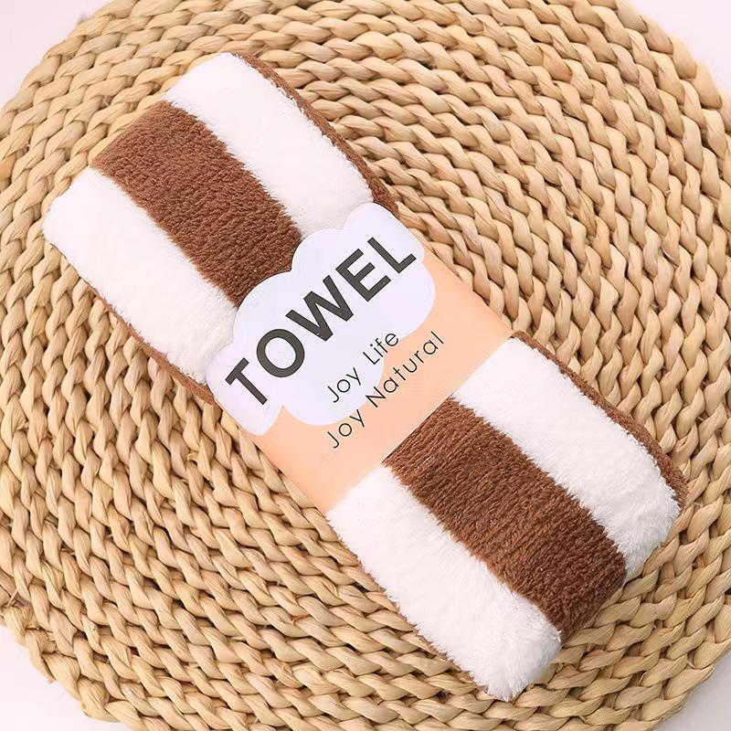Striped Coral Fleece Bath Towel - Absorbent, Thickened Beach & Household Use