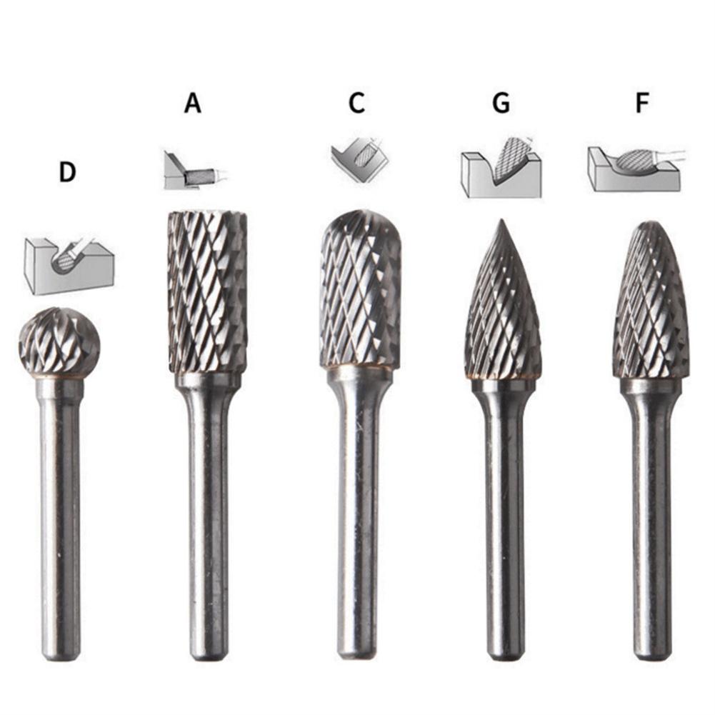 5ks dvojitý rotační pilník 0,2 x 0,4" brusná hlava karbid wolframu fréza sada vrtáků pro svařovací nástroje