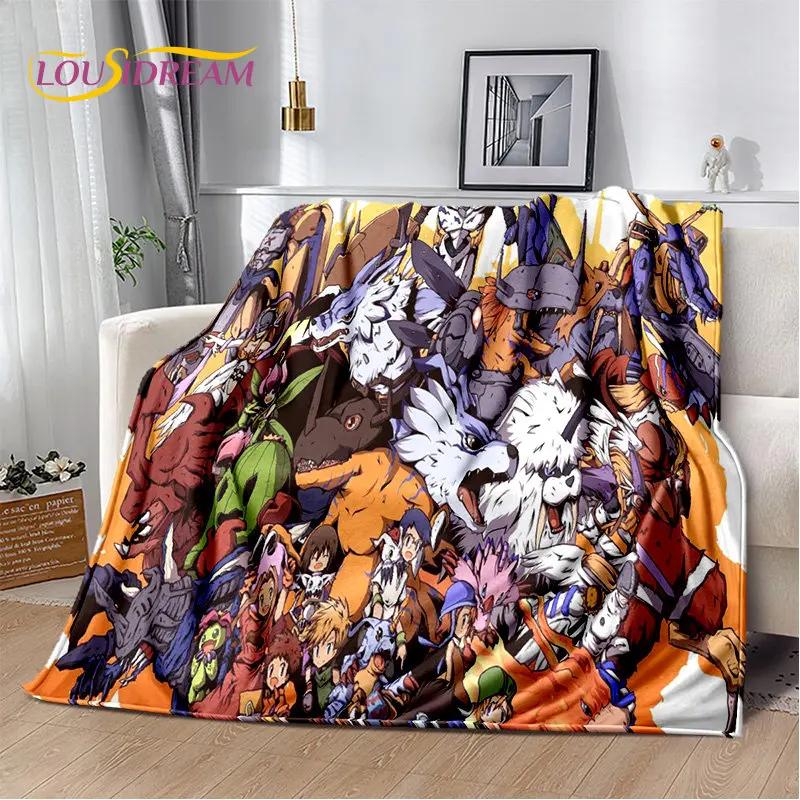 Kreslená přikrývka Digimon Adventure Monster Měkká plyšová deka, flanelová přikrývka Deka do obývacího pokoje Ložnice Pohovka Pohovka Piknikový povlak