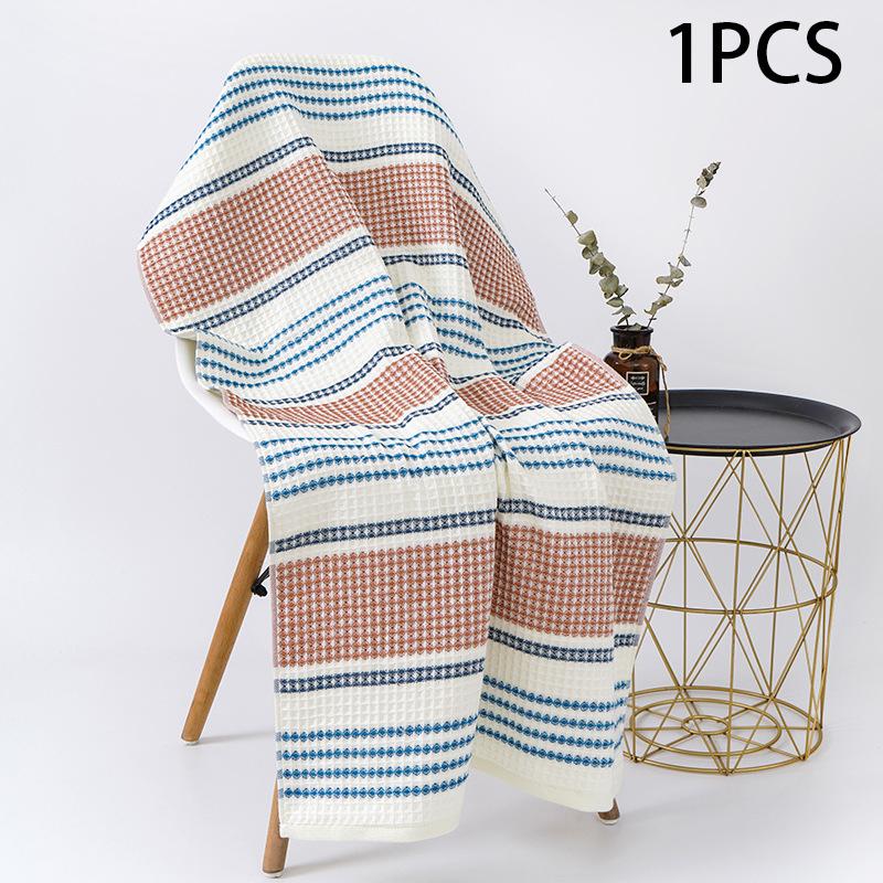 70x140cm Pure Cotton Thickened Household Towel Not Falling Off Soft Absorbent Adult Towel Colorful Striped Adult Bath Towel