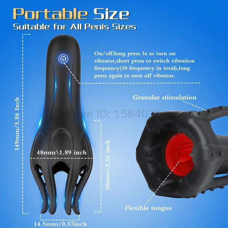 Powerful Vibrating Penis Cage Glans Trainer G Spot Masturbator Cock Endurance Massage Vibrator Erotic Sex Toys for Men Adult 18+