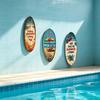 Outdoor Waterproof Wall Art Ornament 1/3Pcs Surfboard Plaque Decoration, Solid Wood Vintage Coastal Sign, Tropical Beach Decoration Retro Seaside