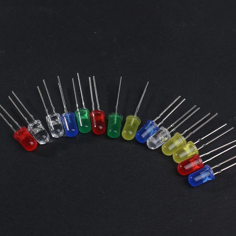 50–100 Stück F5 LED-Diode, 5 mm, superhelles Leuchtdioden-Set, Blau, Grün, Rot, Gelb, Weiß