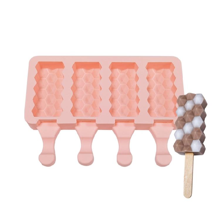 Hexagonal Ices Cream Molds Ices Stick Ices Cream Mold Tray Cake Candy Candy Mold Ices Cubes Making Tool Easy Use 1 розовый