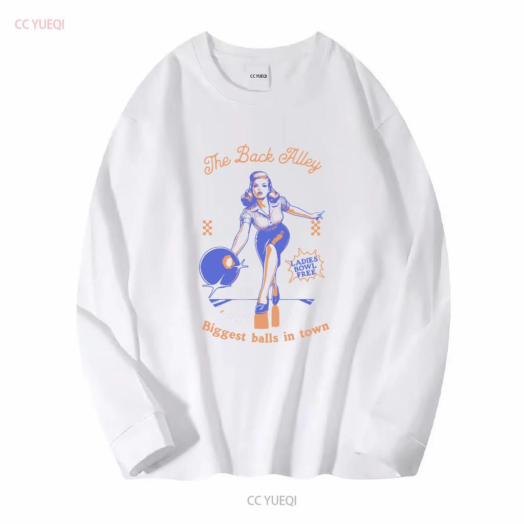 Funny Retro T Shirt Humorous Playful for Bowling Lovers Summer Fun Style Long or Short Sleeves Vintage Washed