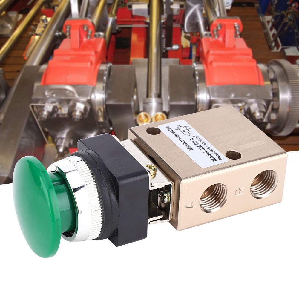 JM 06A Pneumatisches mechanisches Ventil 2 Positionen 3 Wege Federrückstellung Druckknopf PT1 4in Ventil