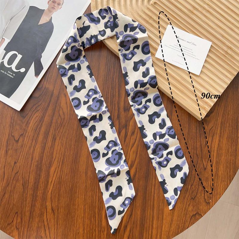 

Ретро шелковый шарф с леопардовым принтом, в горошек, длинный женский галстук, многофункциональная повязка для волос, украшение для ручки сумки, модный аксессуар