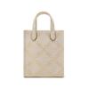 Michael Kors MK Gigi Diamond Pattern Chain Open Tote Fabric Crossbody Bag Mini Women Handbags Beige Gold 32F3G3GC9J-NAT-PALEGOLD