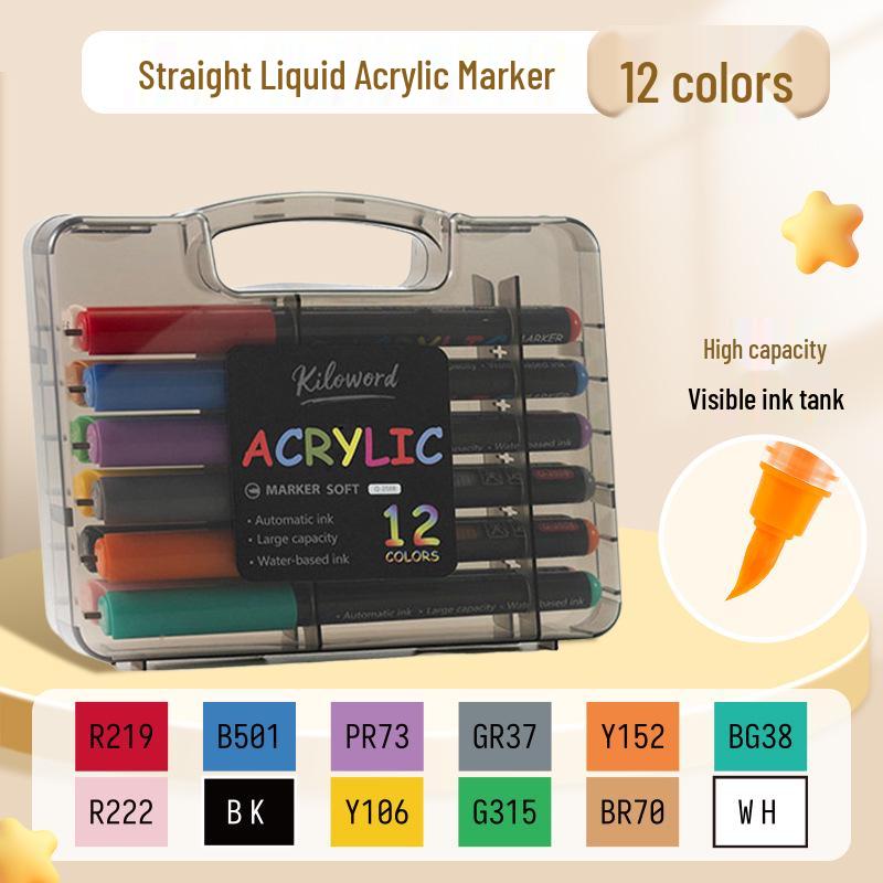 Waterproof Acrylic Marker Pen Set, 48-60 Colors, Special Brush Tips for Non-Transparent Graffiti and Color Paintings.