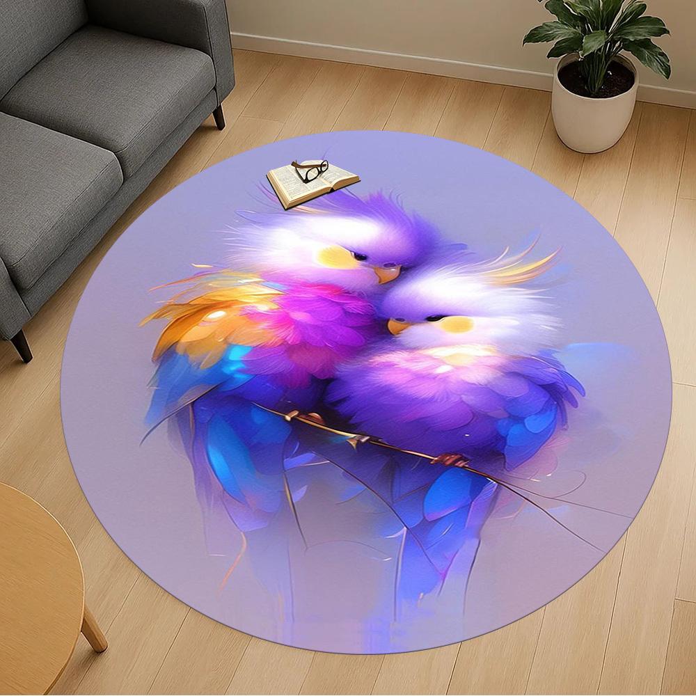 1PC Birds Fantasy Art Round Chair mat Area Rug - Non-Slip, Floor Mat for Office, Bedroom, home decor Christmas Gift c0528086