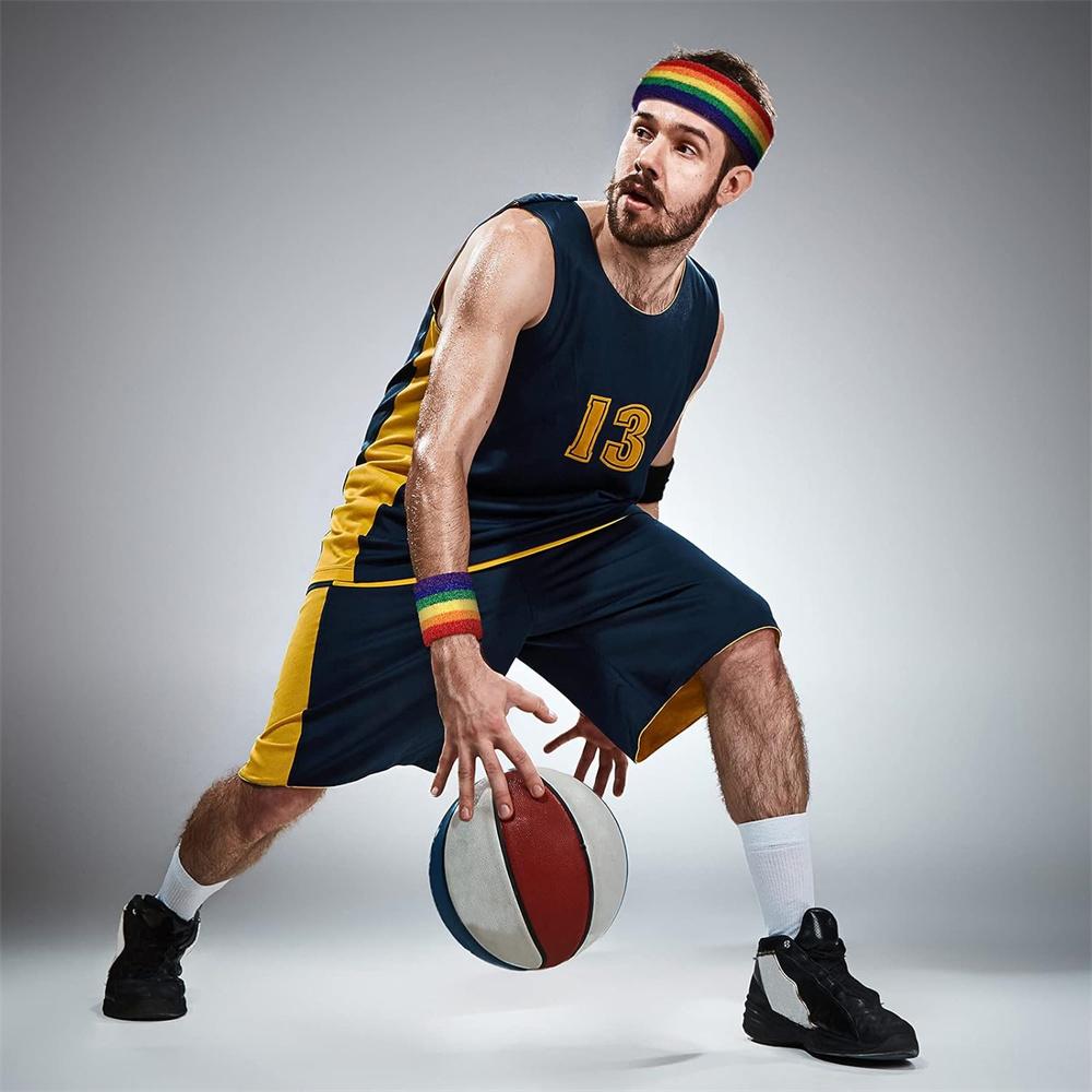 Colorful Sports Sweatband Set – 1 Headband + 2 Wristbands, Breathable & Sweat-Wicking, Perfect for Sports & Cosplay