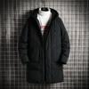 Giacca di cotone di media lunghezza da uomo taglia L invernale larga con cappuccio giacca di cotone tinta unita spessa cappotto in cotone piumato per esterni freddo tinta unita