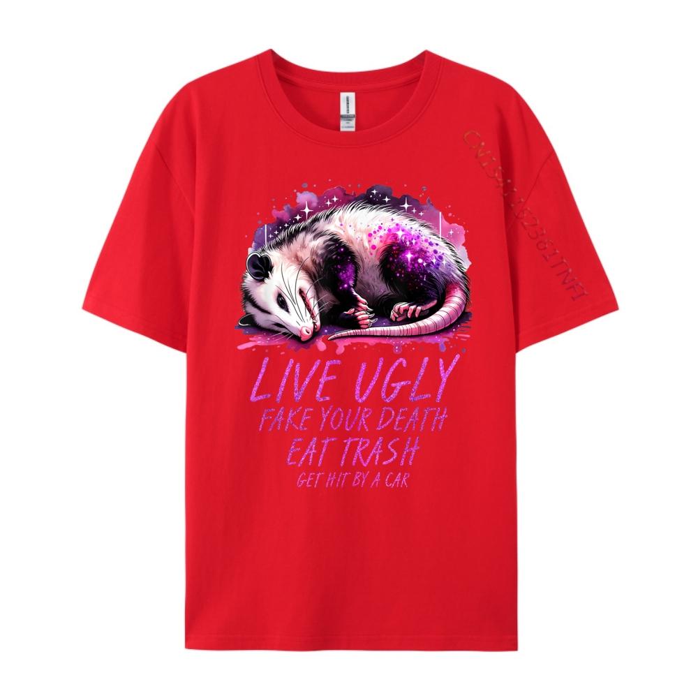 Live Ugly Fake Death Eat Trash Get Hit By A Car Funny Possum 3d Printed T Shirts Vintage Printing S