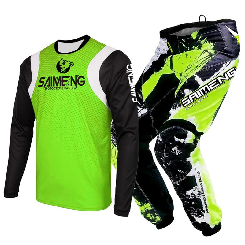 Set echipament motocross pentru copii Kituri Tricou Pantaloni Tineret copil verde Motocicletă negru 3 4 5 6 7 8 9 10 ani Costum off-road albastru portocaliu Enduro cross băiat fată
