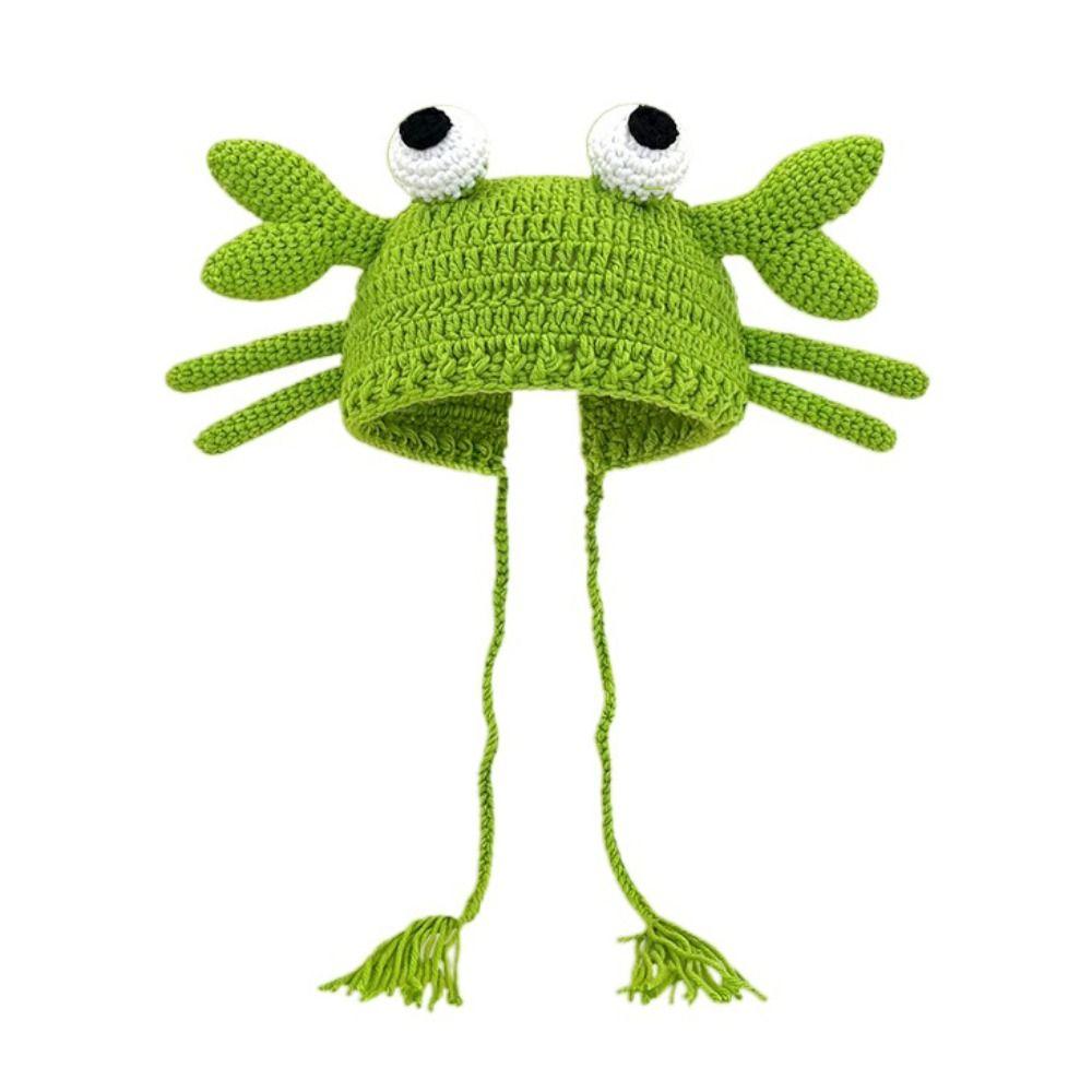 Eyes Crab Beanies Hat Knit Drawstring Hat Sweet Crab Pullover Cap  Outdoor