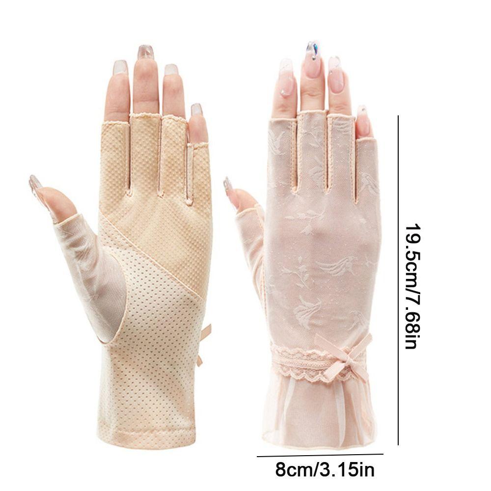 Non-slip Sun Protection Gloves Breathable Lace Gloves Fashion Women Half-finger Gloves Summer