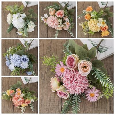 Simulation Flower Practical Anti-fading Vivid Color Artificial Flower DIY Peony Fake Artificial Rose Bouquet Wedding Accessories
