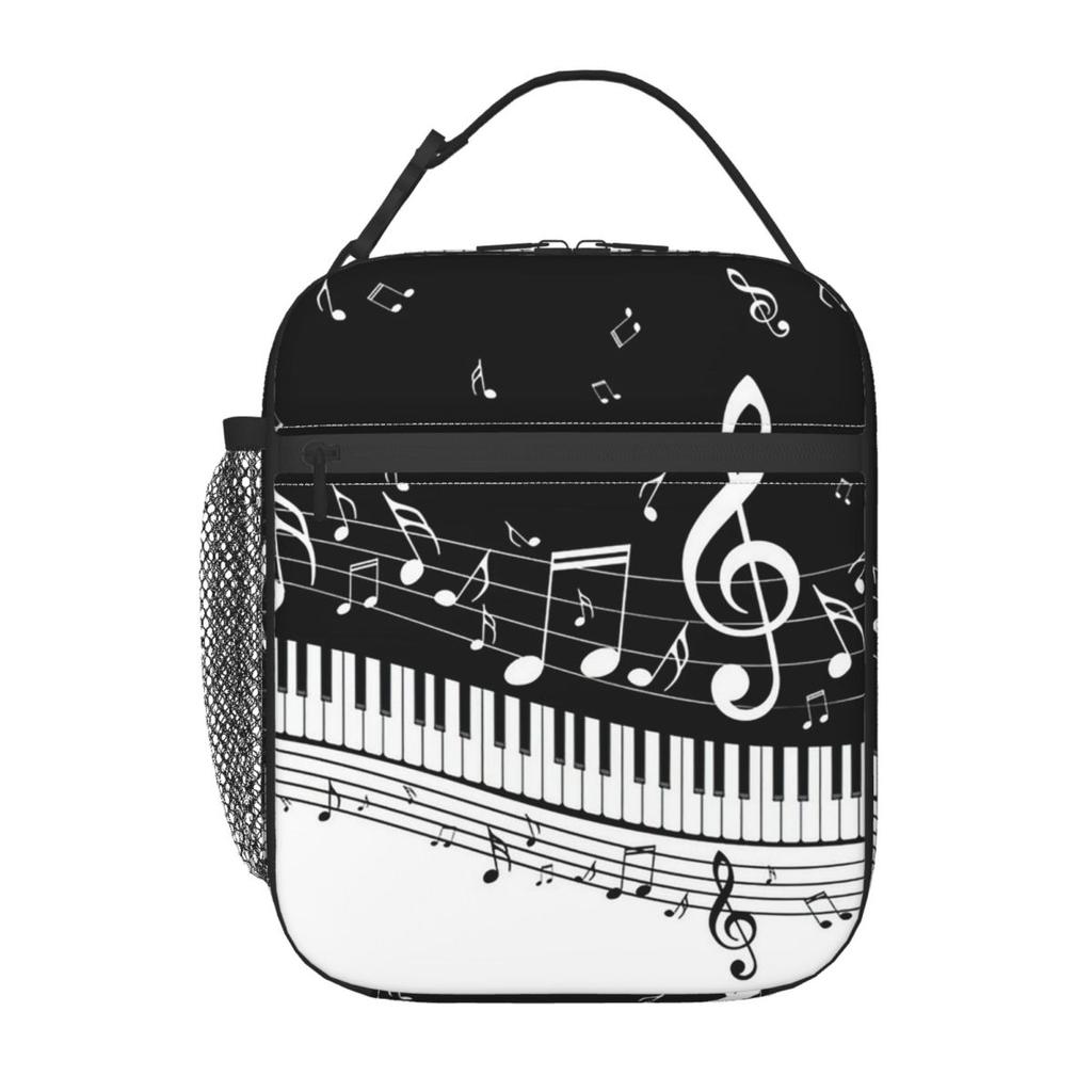 Abstract Piano Keys With Musical Notes Insulated Lunch Bag for Women Office Cooler Thermal Food Box Tote Lunch Boxes Container