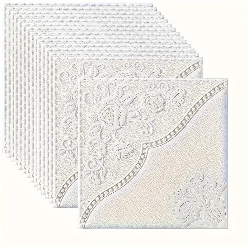 3D Floral Pattern Wall Tile Stickers, Self-Adhesive Ceiling Stickers, Easy to Apply and Remove,  for Kitchen Living Room Bathroom Hallway
