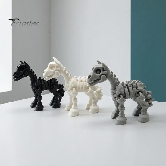Modern Aesthetic Room Decor 3D Printed Horse Skeleton Figurines, Articulated Ornaments, Movable Joints Creative Desk Toy for Adults Fidgety