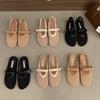 Fashion Shoes Woman's Slippers Low Slides 2025 Soft Flat Retro Rome Rubber Mary Janes Fabric Hoof Heels PU Cotton Shoes Woman's Slippers