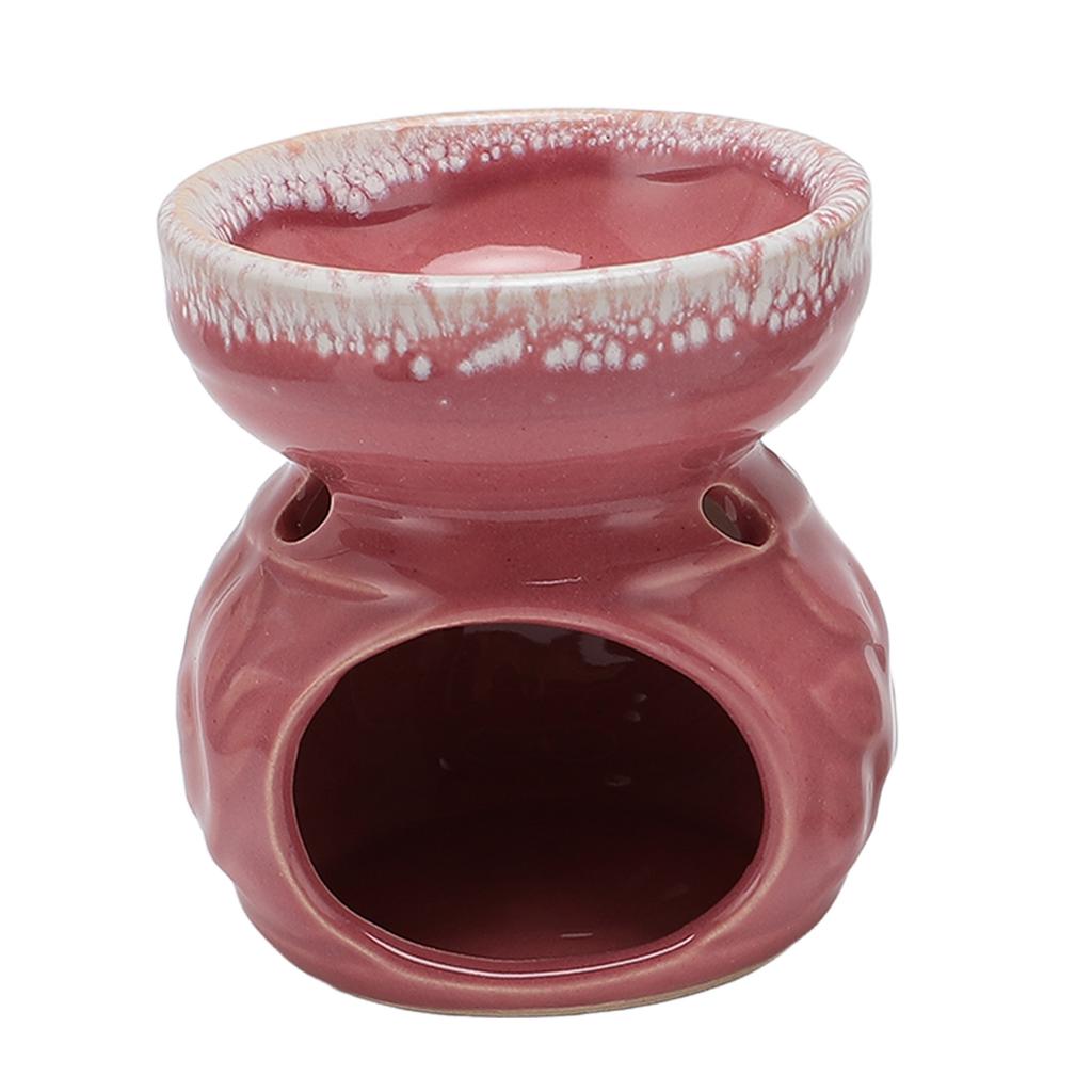 2 Pcs Ceramic Tealight Candle Holder Wax Warmer Long Lasting Essential Oil Burner Incense Diffuser for Living Room White Pink