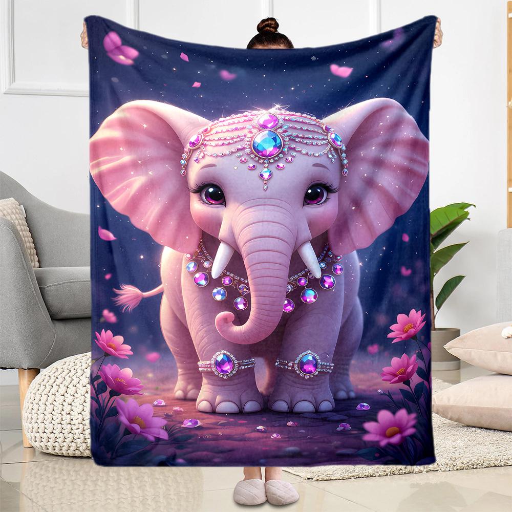Colorful Elephant Garden Blanket Suitable for Offices, Travel, Living Rooms Also a Good Gift for Friends and Family Suitable for All Seasons.