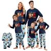 Christmas Print Round Neck Family Matching Long Sleeve and Pants Pajama Set, Holiday Loungewear
