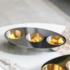 Metal Fruit Plate Geometric Ellipse Three-compartment Snack Plate Desktop Storage Container Golden Tray Home Decoration