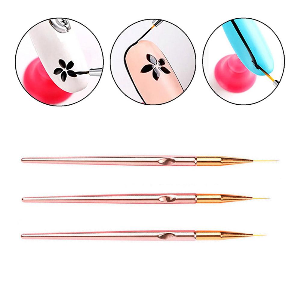 3pcs/Set French Stripe Nail Art Line Painting Pen 3D Tips Manicure Slim Line Drawing Pen UV Gel Brushes Painting Tools