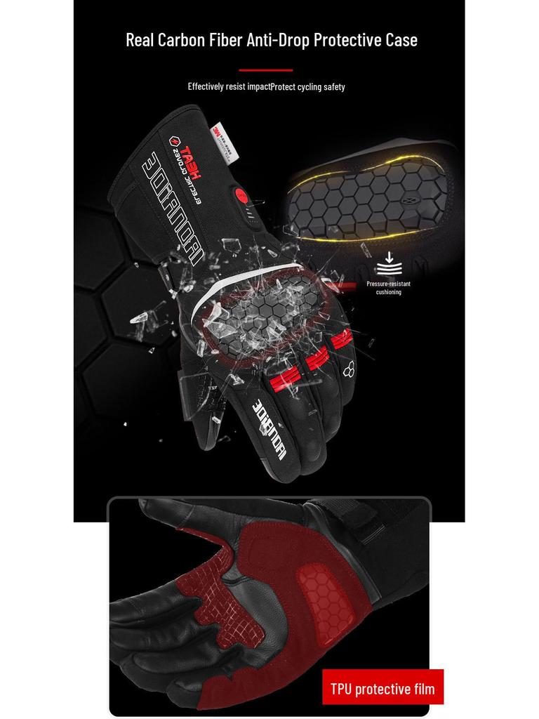 Motorcycle Heated Winter Gloves: Touchscreen, Thinsulate, Velvet-Lined for Skiing and Outdoor Use