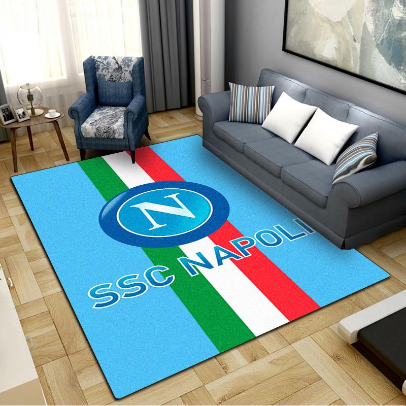 Tappeto Napoli FC per Soggiorno Camera da Letto Casa Decorazione Divano, Tappetino Antiscivolo per Giochi Bambini
